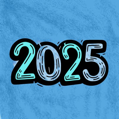 one line scrawled numbers sketch design “2025”