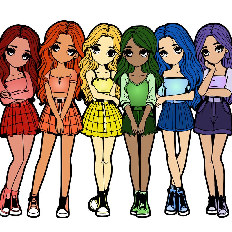 a group of girls realistic