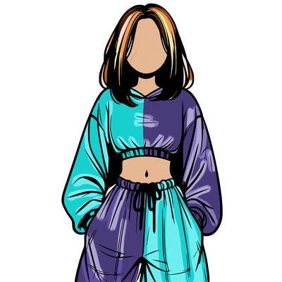 realistic girl faceless with baggy pants and a crop top