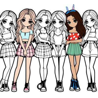 a group of girls realistic