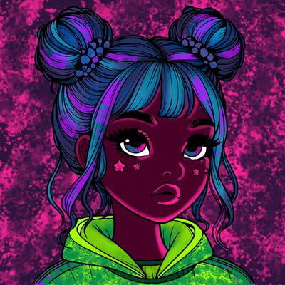 realistic girl with space buns