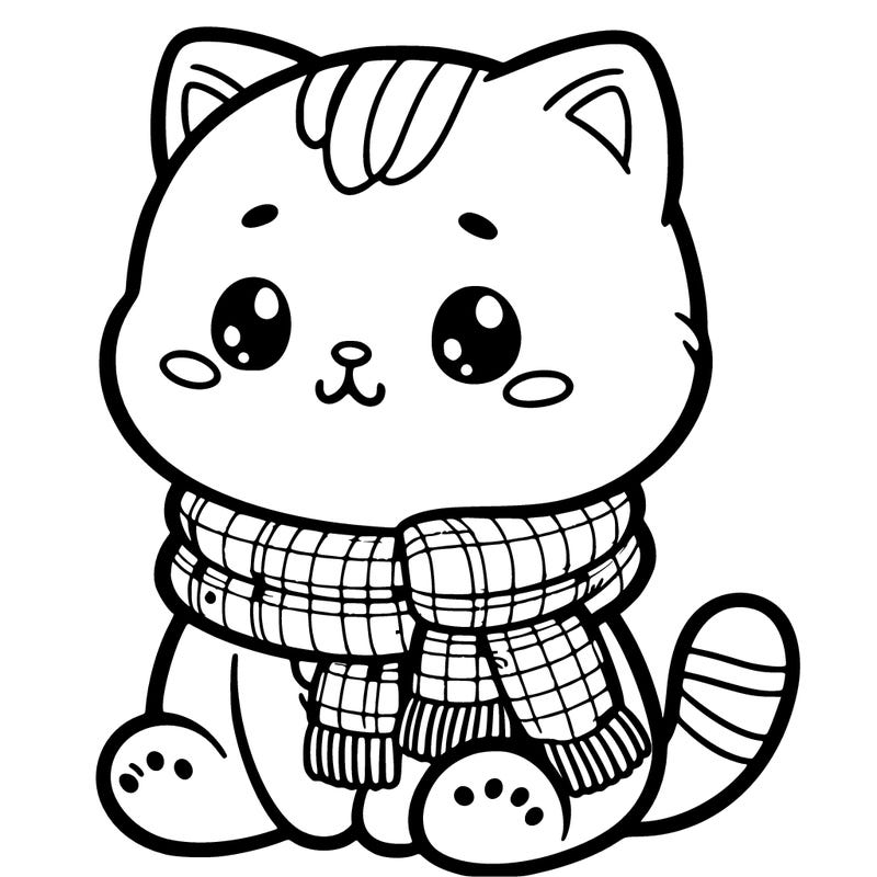 cute cat wearing a scarf.
