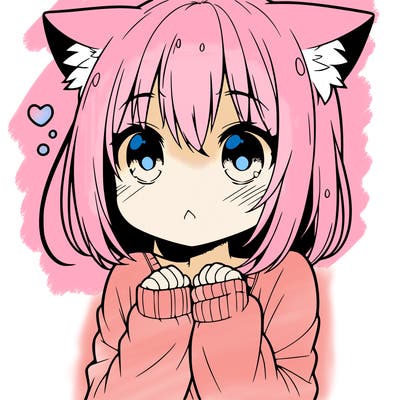 shy anime catgirl