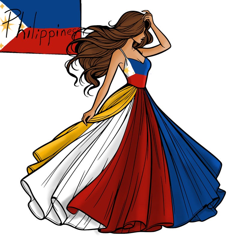 realistic woman with dress flowing in the wind