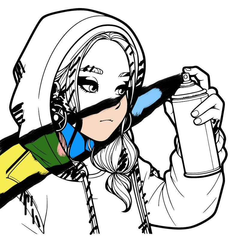 a realistic girl, spray painting