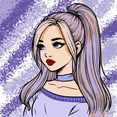 realistic girl with a high ponytail