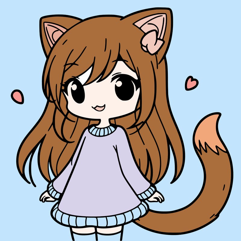 girl with cat ears and tail