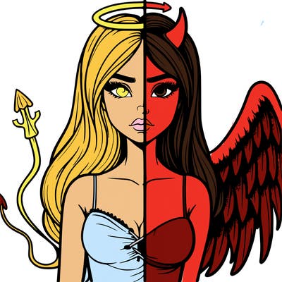 devil vs angel realistic girl