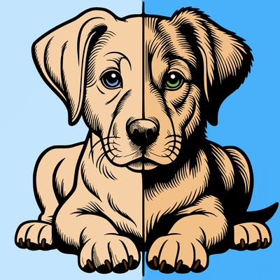 realistic dog split picture