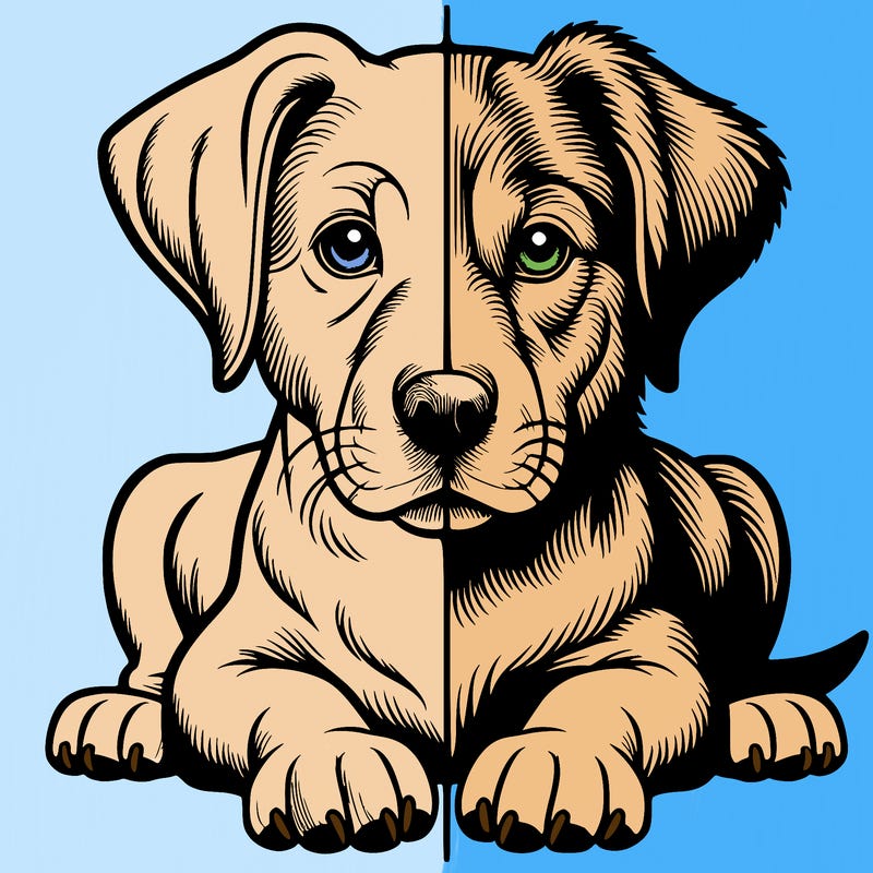 realistic dog split picture