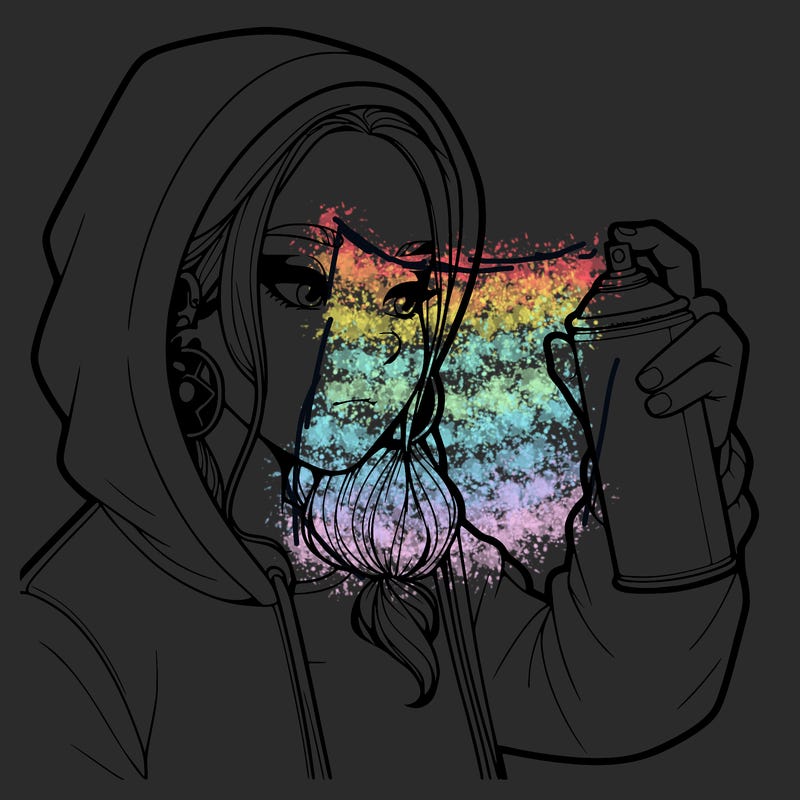 a realistic girl, spray painting