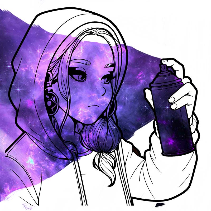 a realistic girl, spray painting