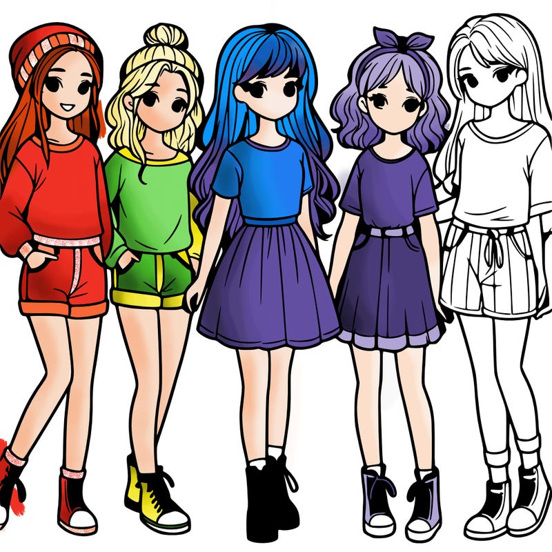 a group of five girls