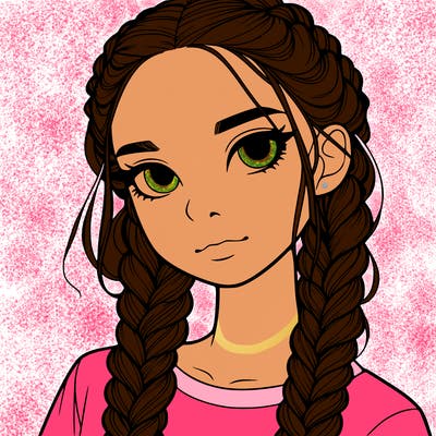 realistic girl with braids