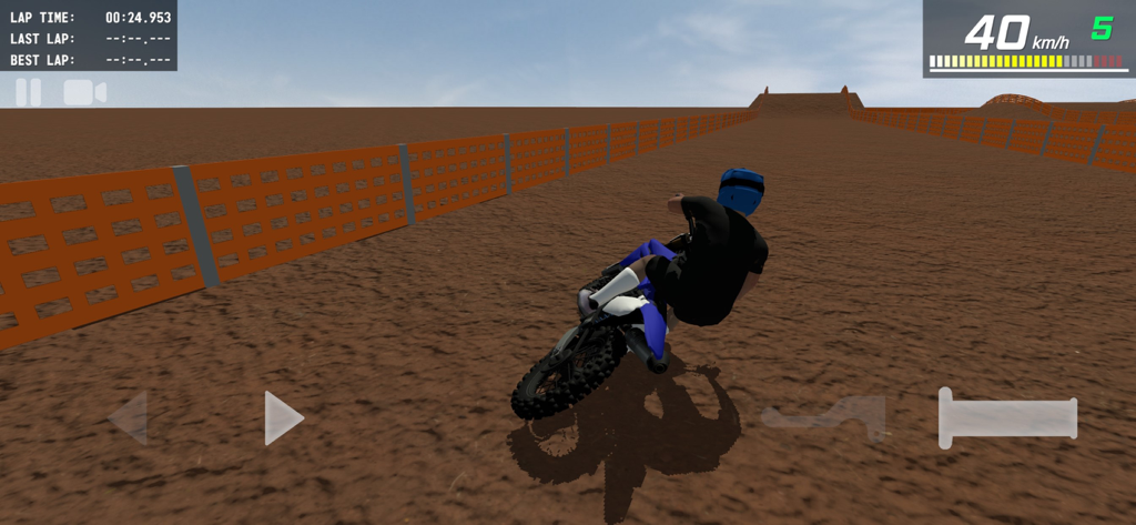 MX Engines - A motocross rider performing a maneuver on a dirt track in the MX Engines mobile game.