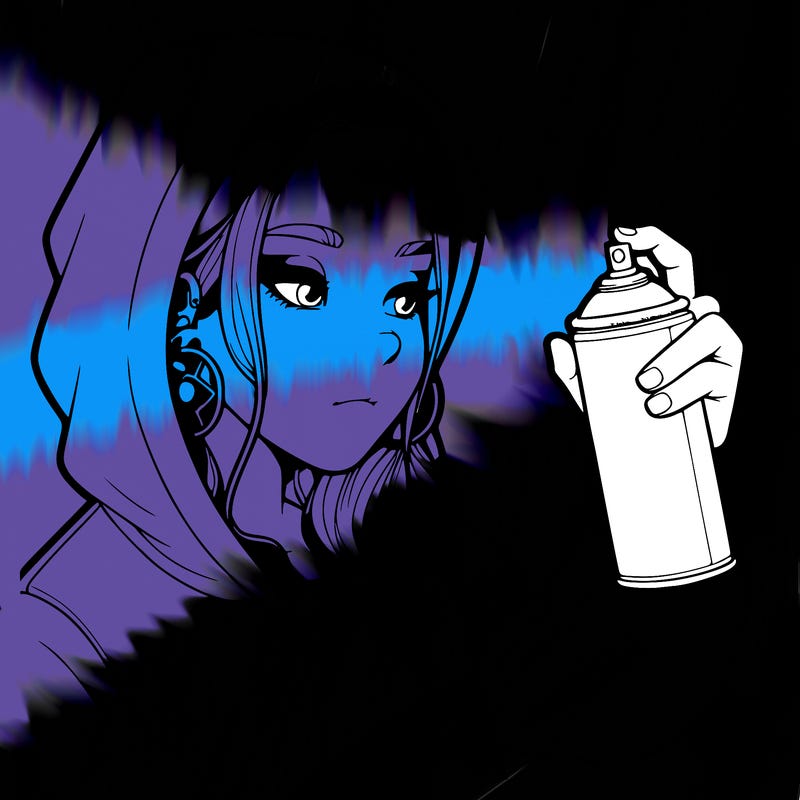 a realistic girl, spray painting