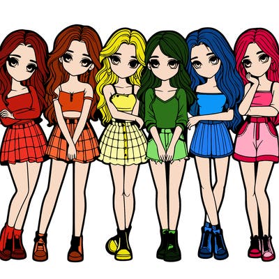 a group of girls realistic