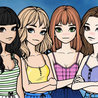 four realistic girls
