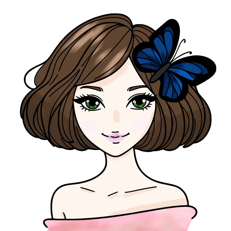 woman with butterfly short hair
