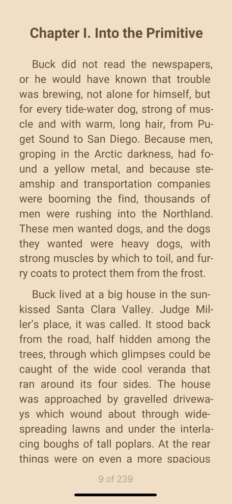 E-Book-Leseansicht in der ReadEra App mit Sepia-Thema