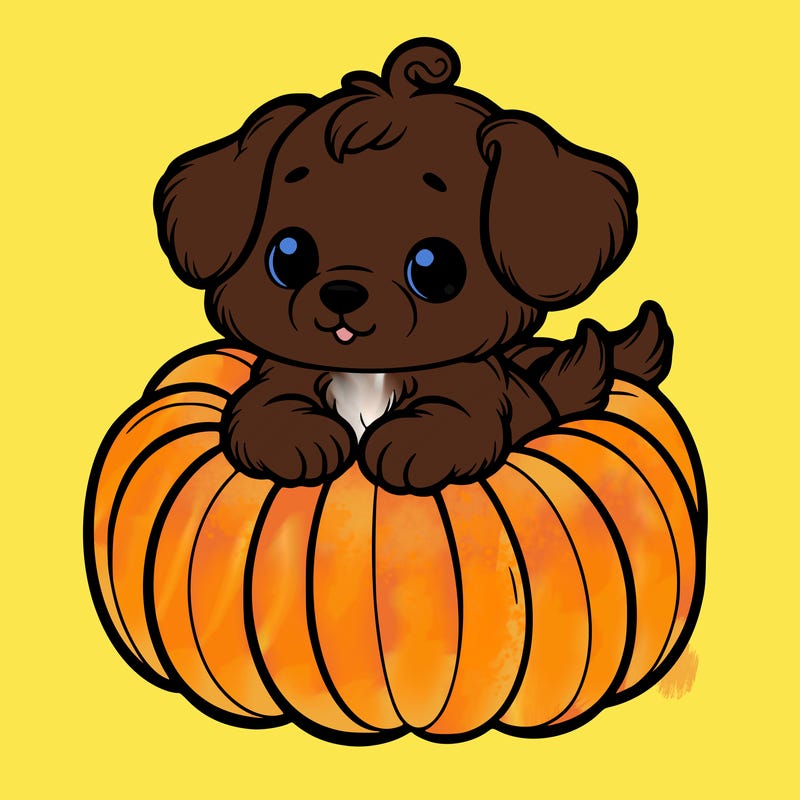 cute little puppy in a pumpkin