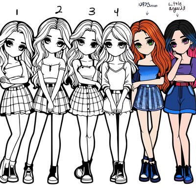 a group of girls realistic