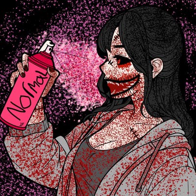 a realistic girl spray, painting