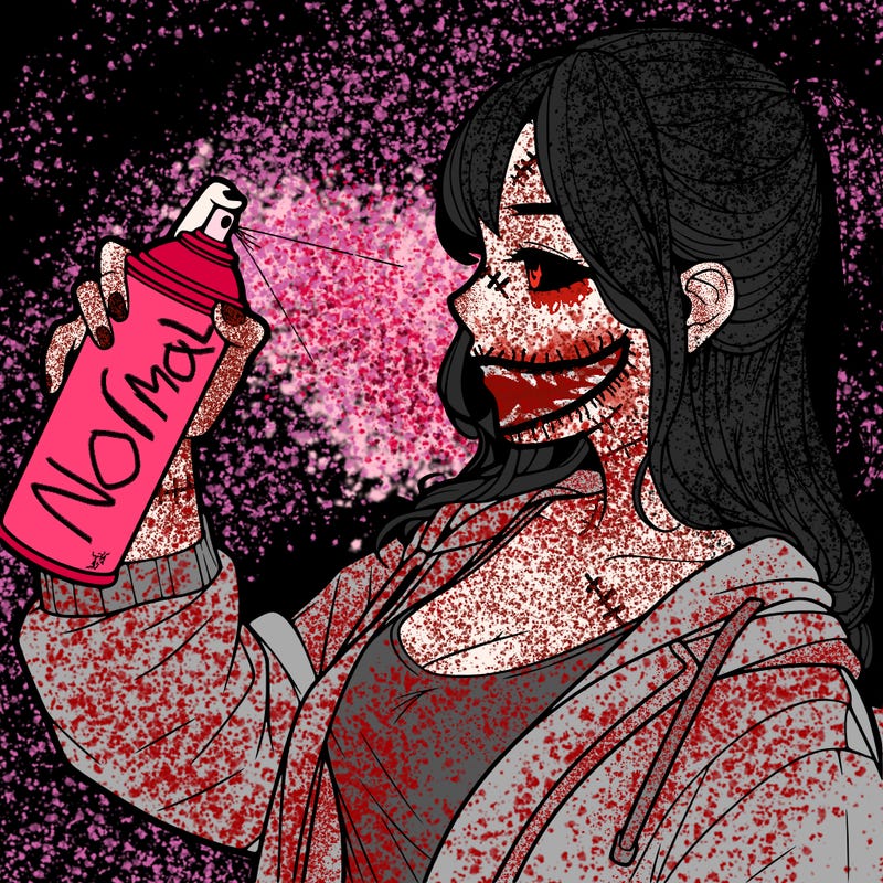 a realistic girl spray, painting