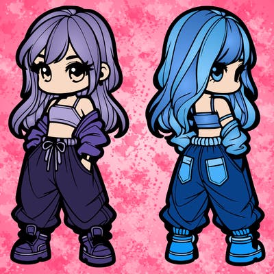 girl in crop top and baggy pants