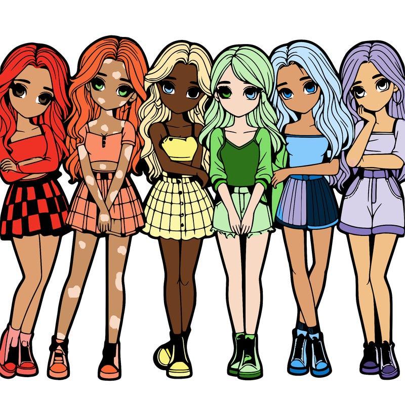 a group of girls realistic