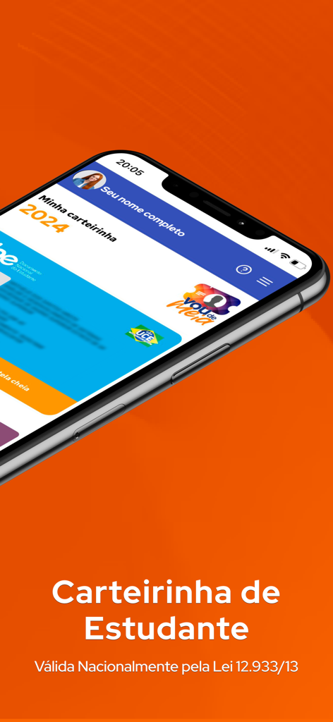 Vou de Meia - Smartphone exibindo a interface do cartão estudantil digital Vou de Meia para o Brasil