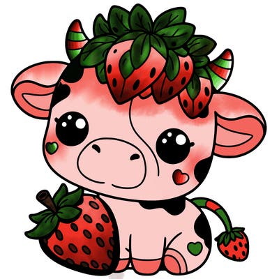 cute strawberry cow