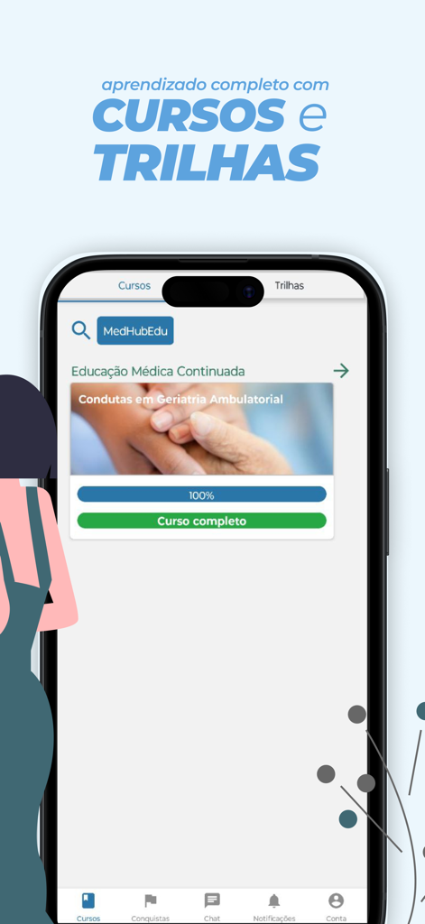 Avance - Smartphone screen of Avance education app displaying a completed course module with progress tracking