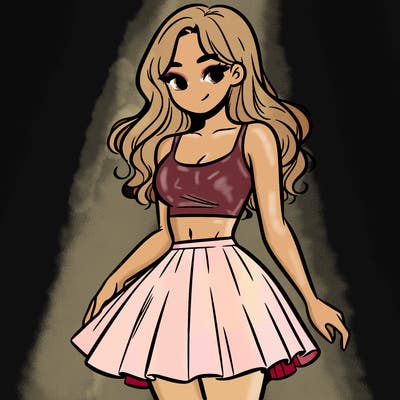 woman in a skirt and crop top