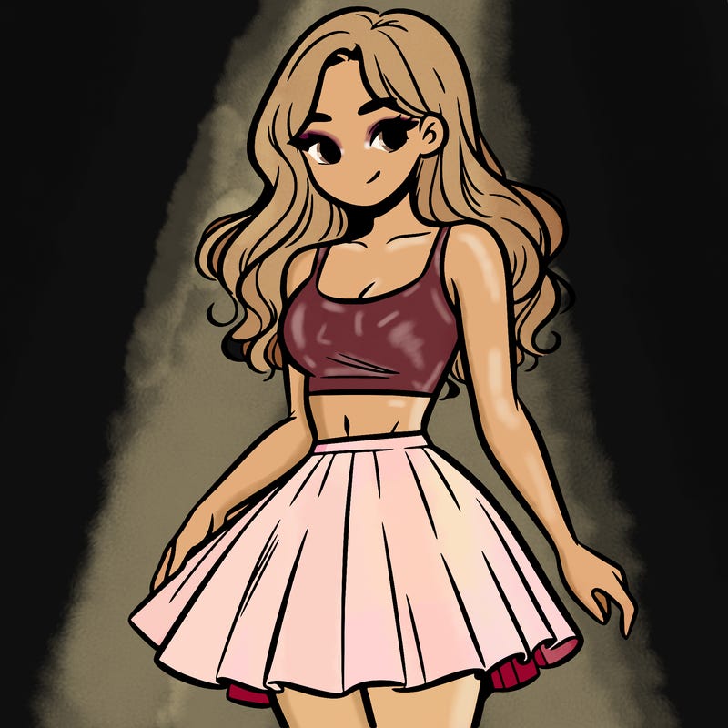 woman in a skirt and crop top