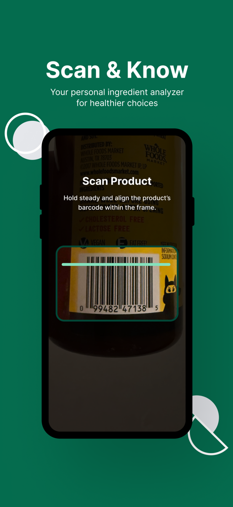 GreenCheck Ingredient Scanner - A smartphone using GreenCheck to scan a product barcode for ingredient analysis