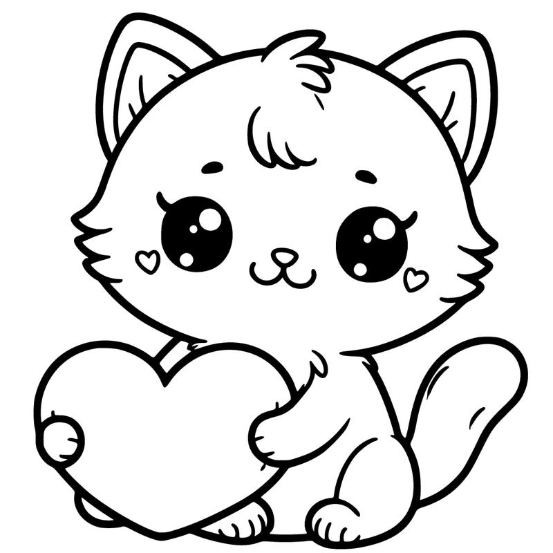 cute kitten holding heart