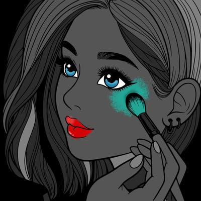 a realistic girl doing her makeup