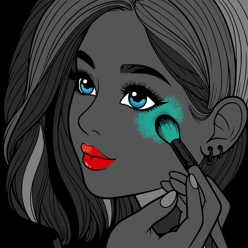 a realistic girl doing her makeup