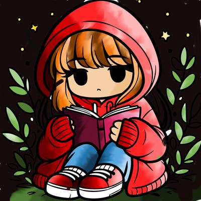 girl in oversized hoodie reading a book
