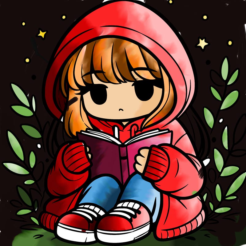 girl in oversized hoodie reading a book