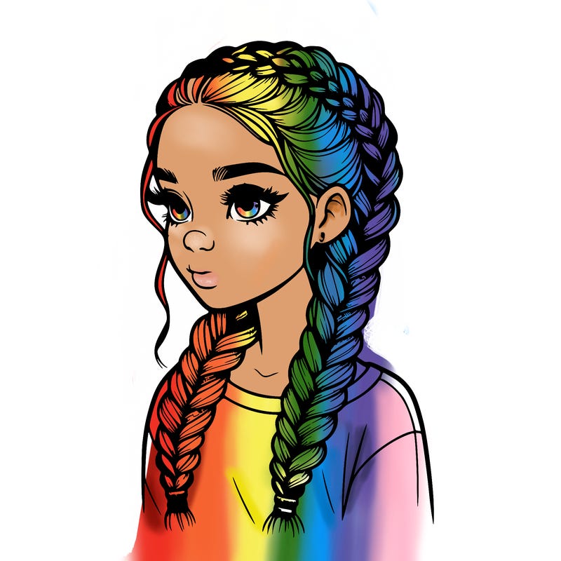 realistic girl with braids
