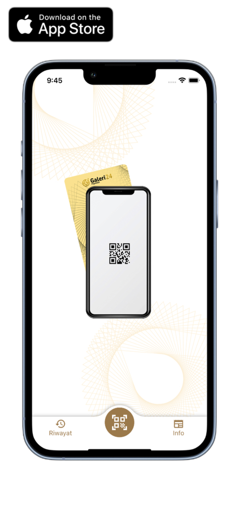 Gold Galeri24 - Gold Galeri24 mobile app interface for scanning QR codes on gold packaging