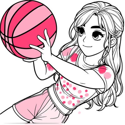 realistic girl playing basketball