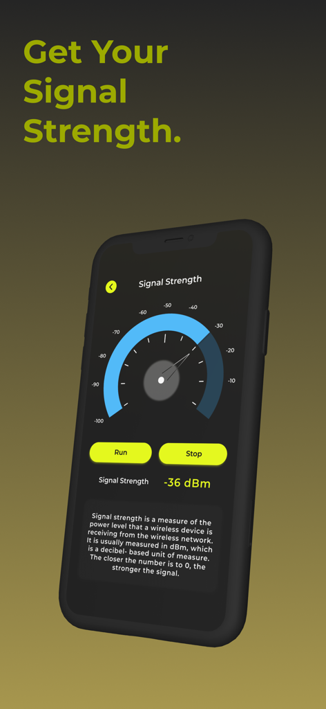 Portable WiFi - Hotspot - Interfaz del medidor de intensidad de señal en la aplicación WiFi Portátil Hotspot