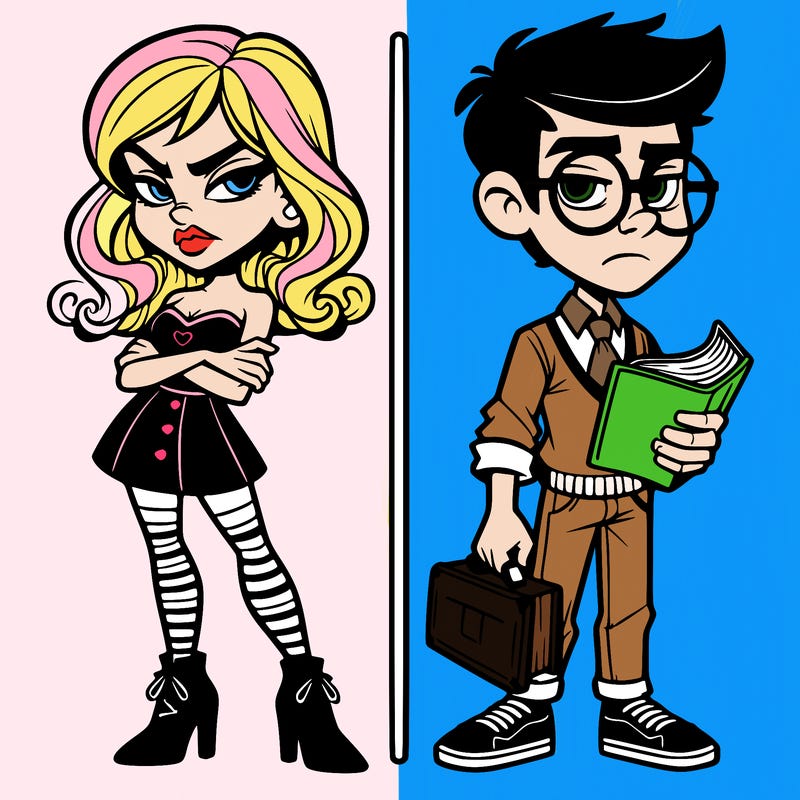 can you make a spilt half  one side is a mean girl and the other side is a nerd