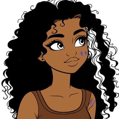realistic girl with curly hair