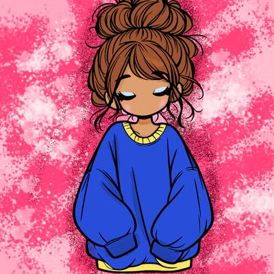 girl with baggy sweatshirt and messy bun