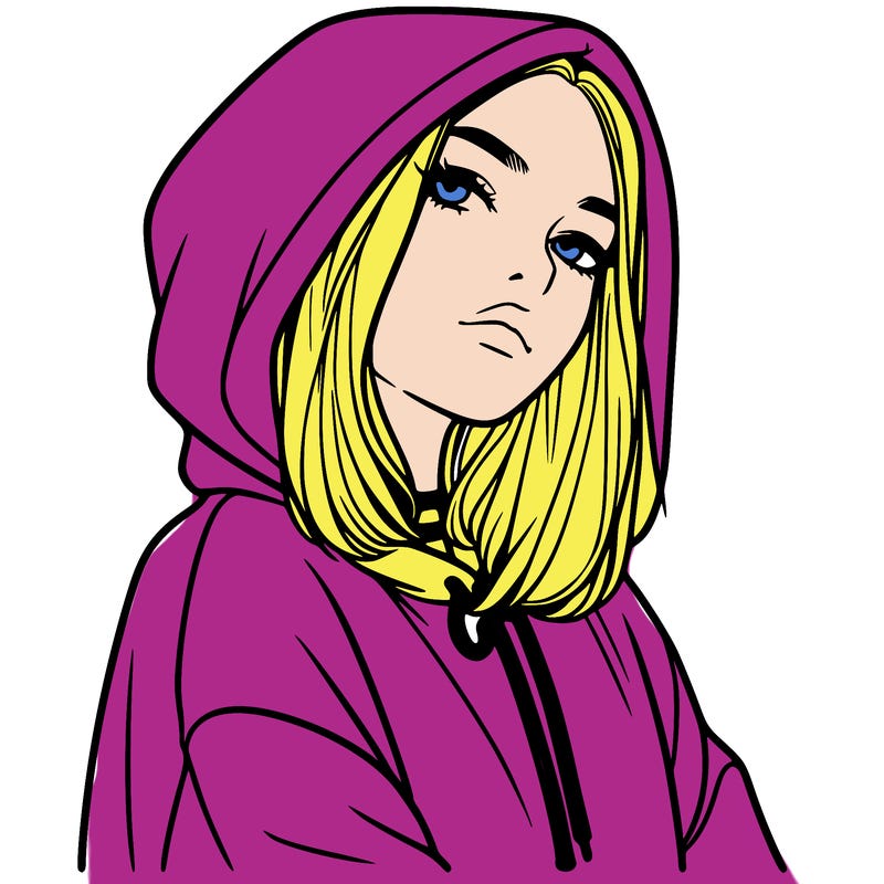 a realistic girl in a hoodie