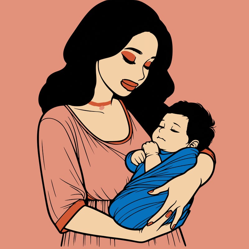 mother holding baby realistic